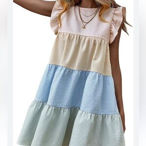 4 for $25! Striped Multicolor Seersucker Kids Dress